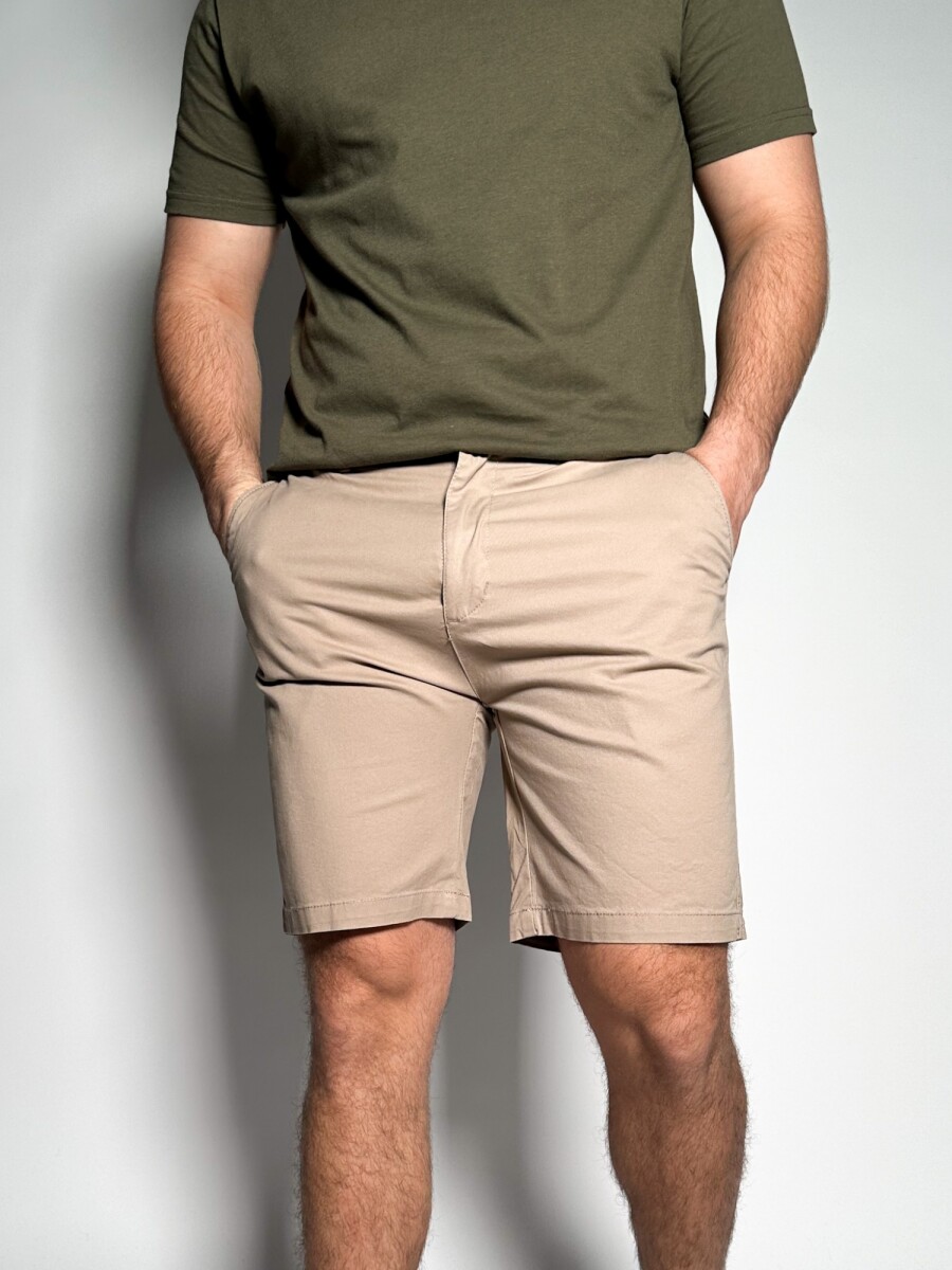 Bermuda corte vestir en gabardina Pekin - Beige 