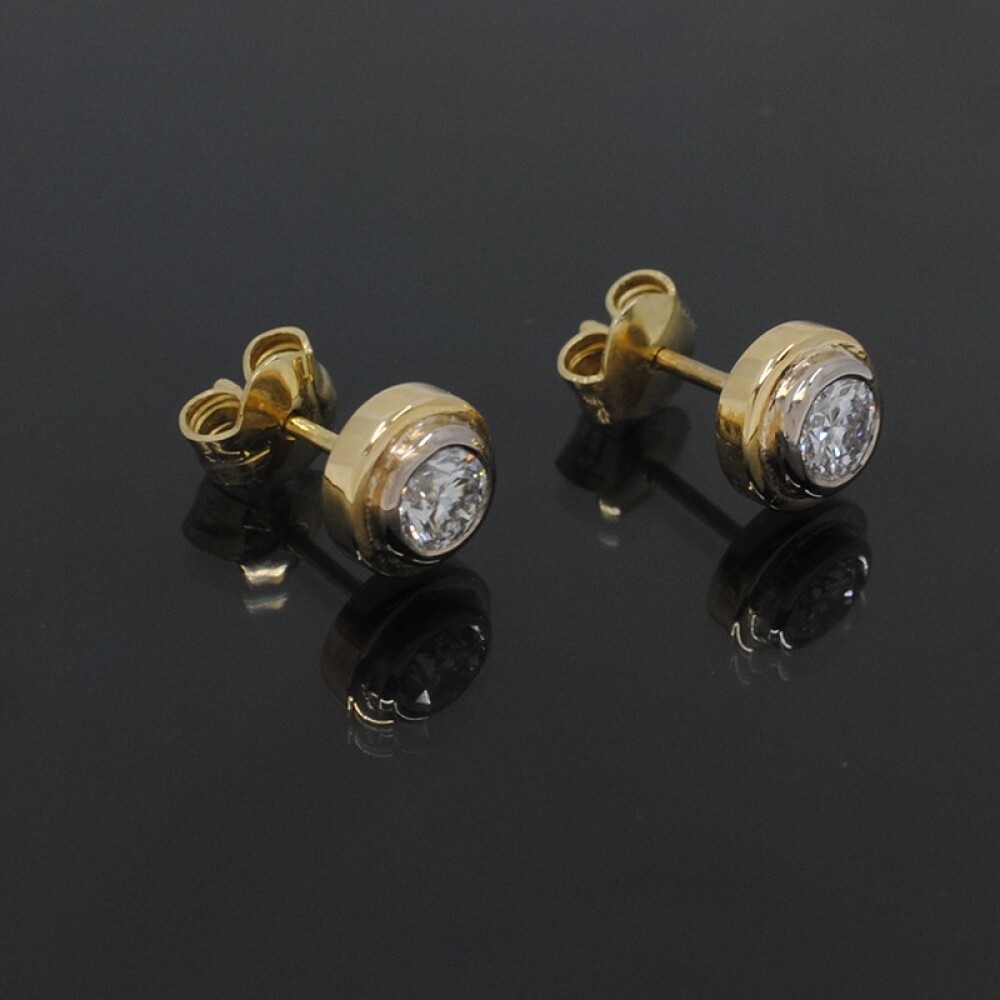 Caravanas En Oro 18K De 2 Tonos Y Brillantes Caravanas En Oro 18K De 2 Tonos Y Brillantes