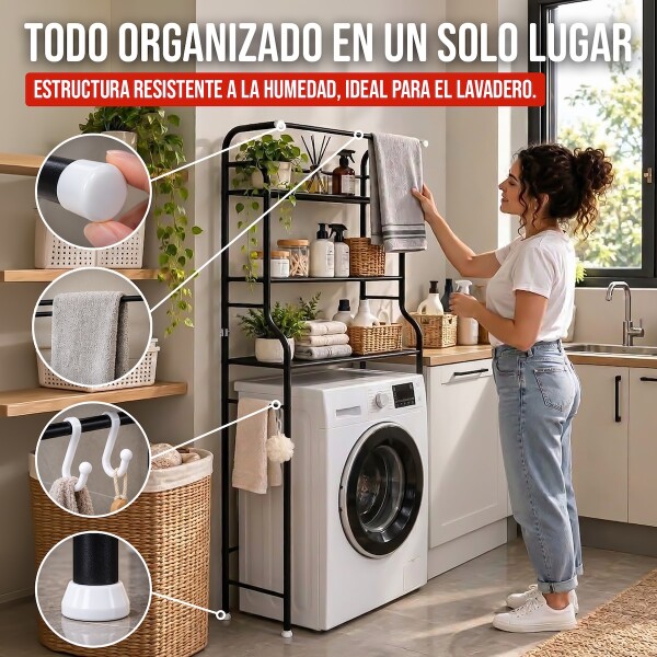 Estante Organizador Lavarropas O Baño Inodoro Mueble Metal IMBACK Color Negro Estante Organizador Lavarropas O Baño Inodoro Mueble Metal IMBACK Color Negro
