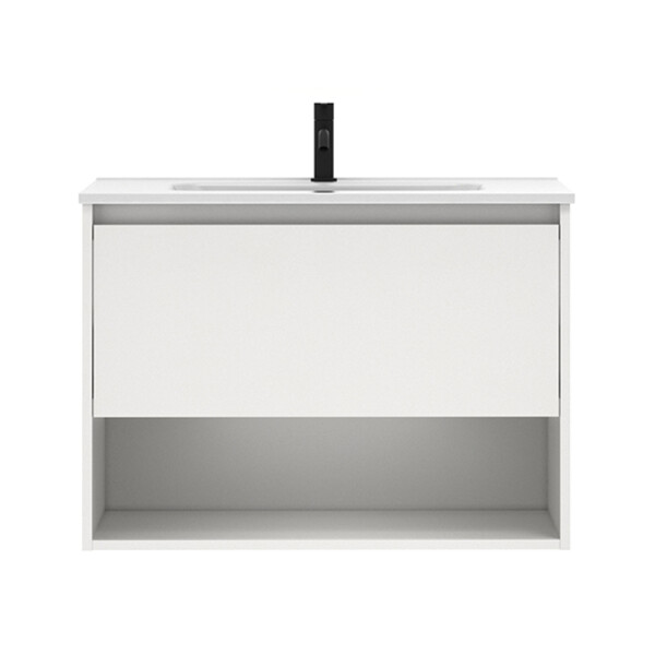 MUEBLE DE BAÑO NIWA 80 CM BLANCO BRILLO CON MESADA Mueble De Baño Niwa 80 Cm Blanco Brillo Con Mesada