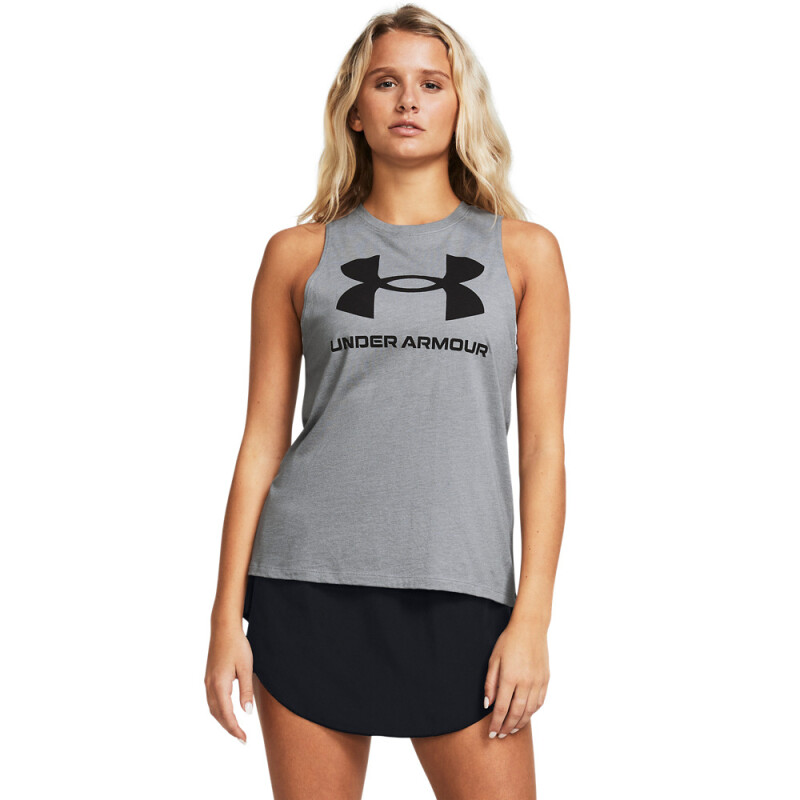 UA W LIVE SPORTSTYLE TANK-WHT GRY-035