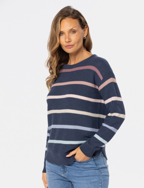 BUZO TEJIDO RAYADO Azul