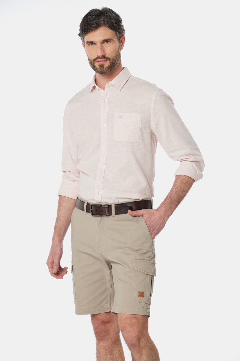 BERMUDA CARGO CON SPANDEX - Beige 