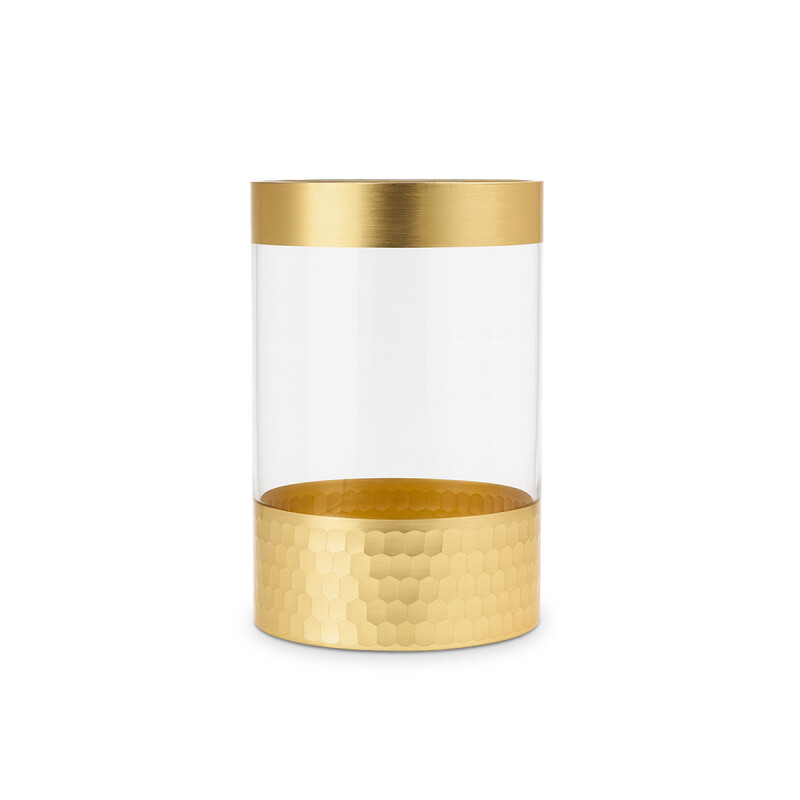 FLORERO VIDRIO TRANS. D12.5x19.5CM DORADO FLORERO VIDRIO TRANS. D12.5x19.5CM DORADO