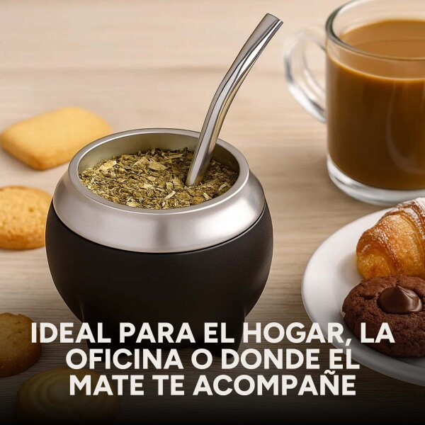 Mate Clásico de Acero Inoxidable Diseño Clásico Duradero Color Negro