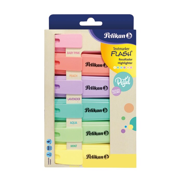 PELIKAN MARCADOR FLASH PASTEL CJ X6 UNID única