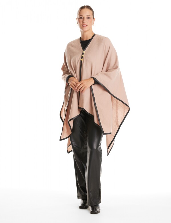 Ruana Botones Ribete ROSA OSCURO