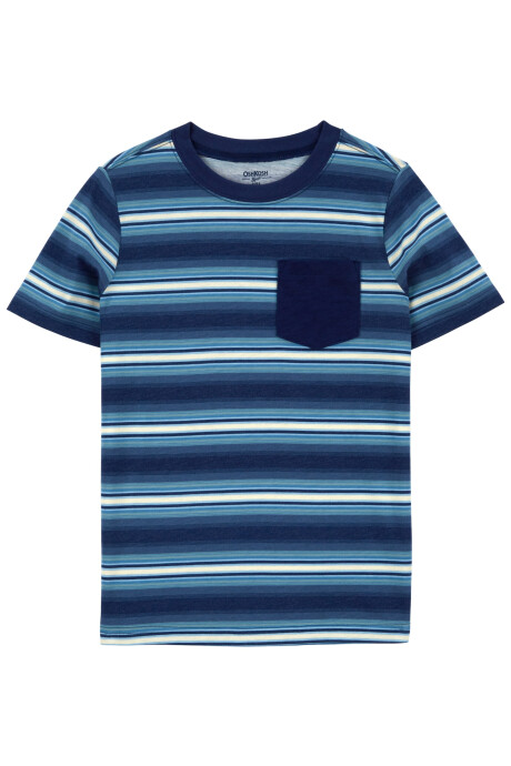 Remera de algodón, manga corta diseño a rayas. Talles 6-14 Sin color