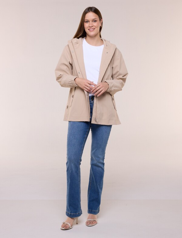 Gabardina Con Capucha Impermeable BEIGE