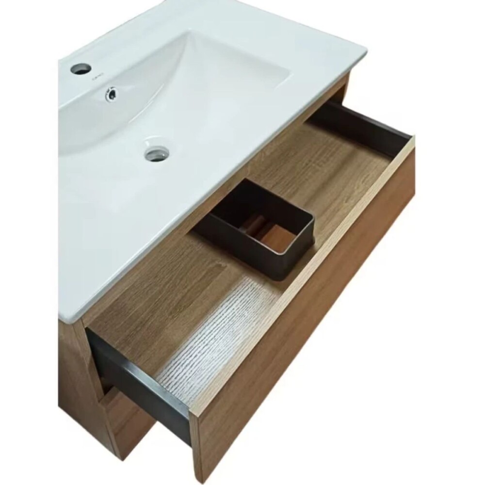 Mueble de baño suspendido Oak Dmc y espejo botiquín 75 cm Vip Oak DMC Mueble De Baño Suspendido Oak Dmc Y Espejo Botiquín 75 Cm Vip Oak Dmc