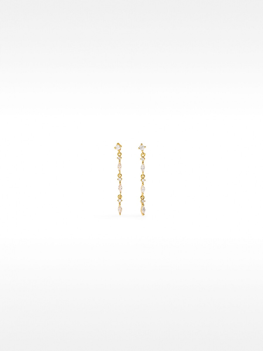 Pendientes Con Circonitas Y Perlas - Plata De Ley 925 - dorado 
