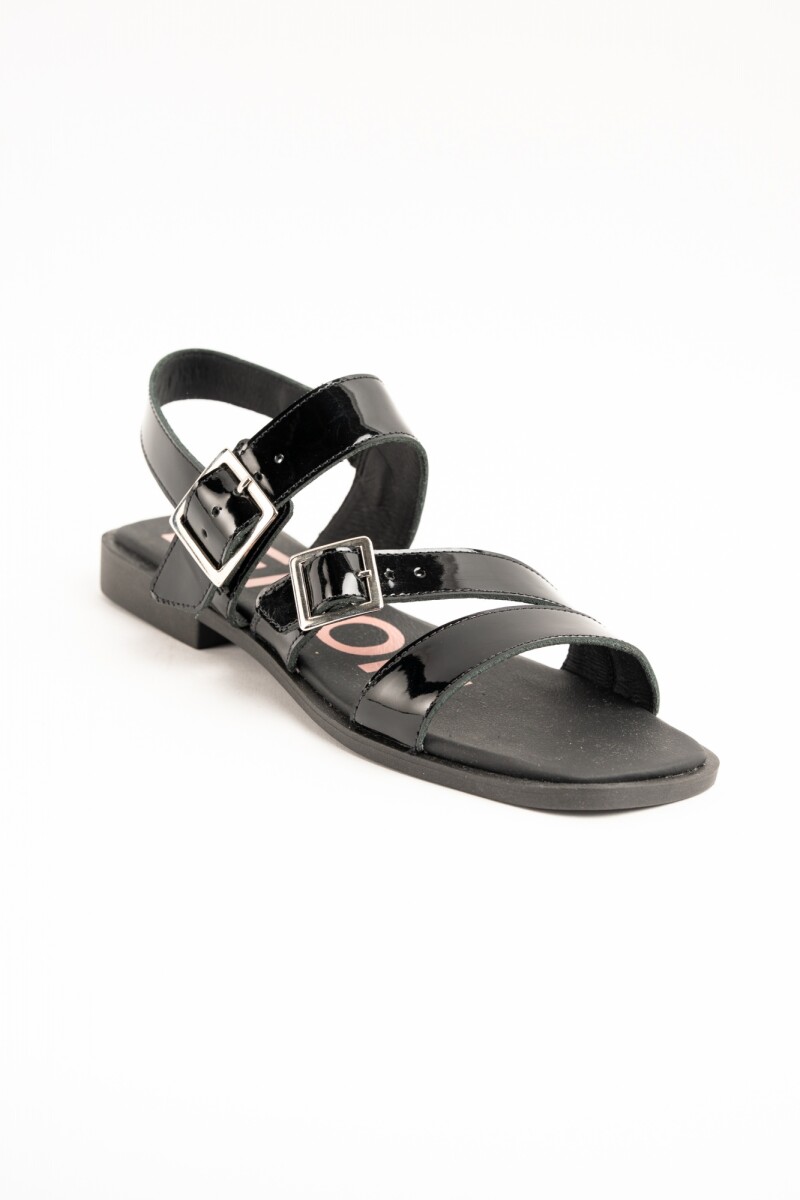 Sandalias De Doble Hebilla Negro