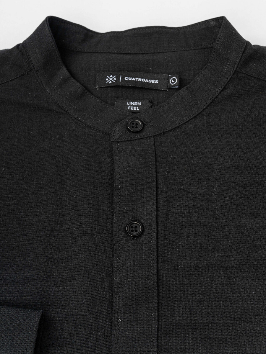 Camisa m/l efecto lino - negro 