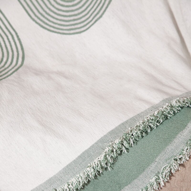 Manta para sillón y cama con diseños semicírculo verde 230cm