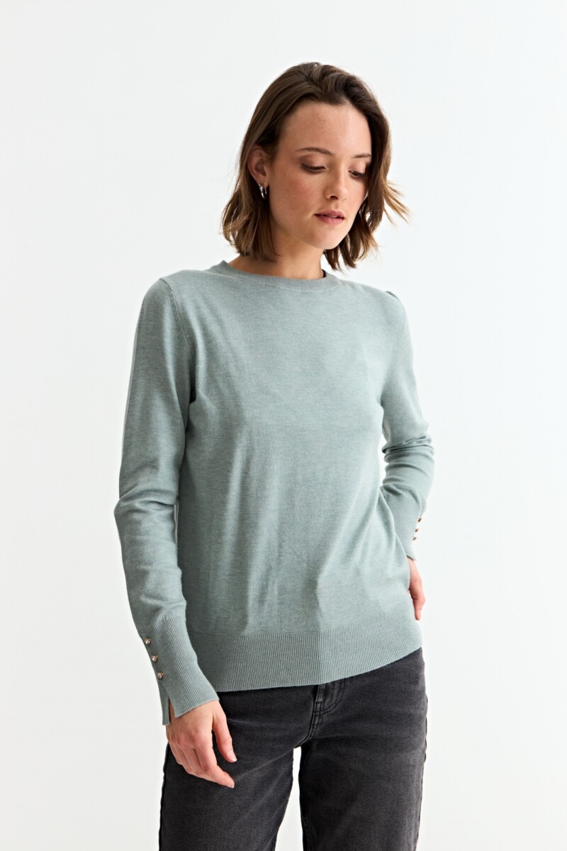 Sweater con detalle en manga - Verde claro 