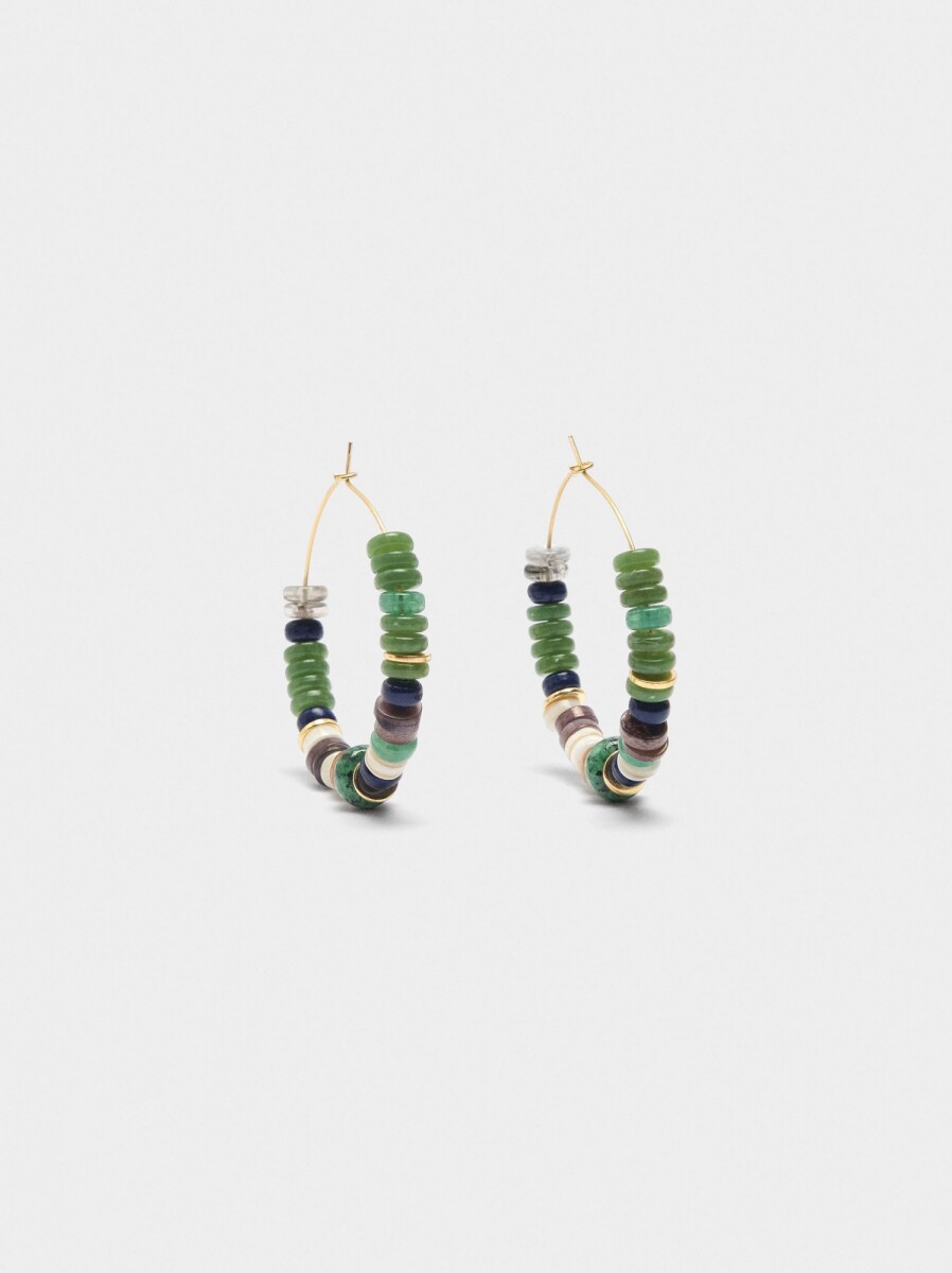 Aros Con Cuentas De Piedra Y Resina - multicolor 