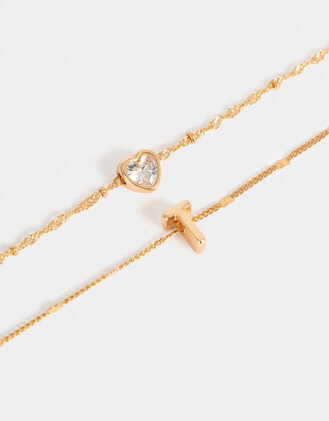 Collares Cortos Con cubic zirconia Collar Corto Cubic Inicial "t" - Dorado