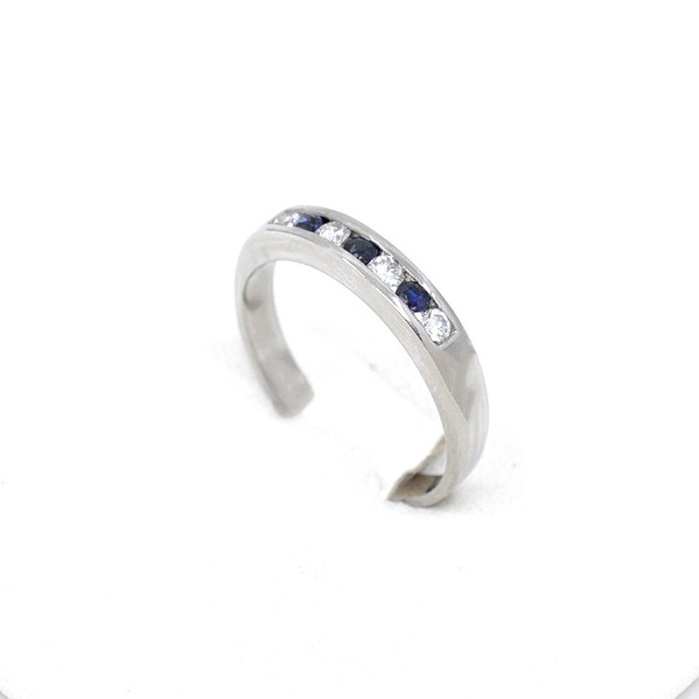 Anillo Medio Sin Fin En Oro Blanco, Brillantes Y Zafiros Anillo Medio Sin Fin En Oro Blanco, Brillantes Y Zafiros