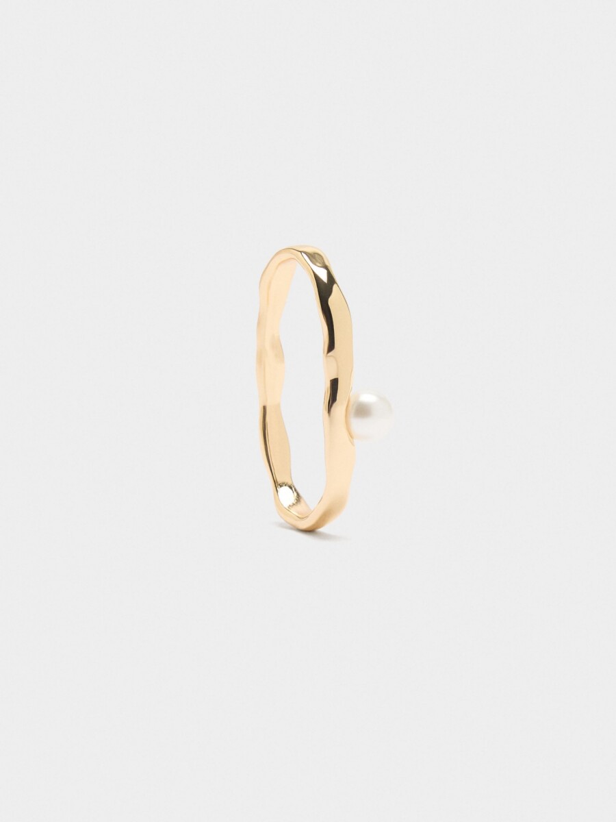 Anillo Doble Con Perla dorado