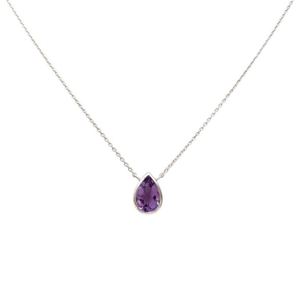 Conjunto colgante Lágrima- Plata 925 - Amatista - CJ31413 Conpiedra