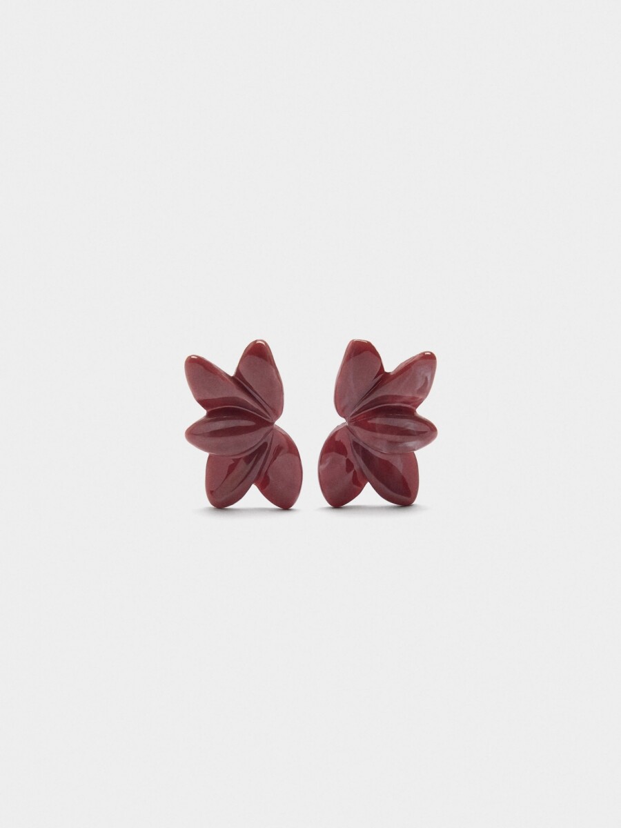 Pendientes De Media Flor burdeos