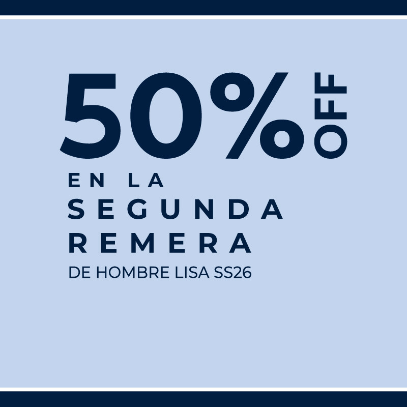 50%OFF en la segunda remera lisa SS26