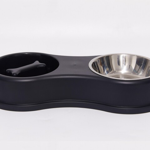 PLATO DOBLE PARA PERRO (NEGRO CON BOWL) PLATO DOBLE PARA PERRO (NEGRO CON BOWL)