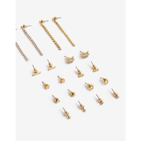 Set De Aros Mariposa Dorado Oro Cepillado Mate