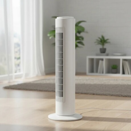 Ventilador Torre Vertical 3 Velocidades c/Oscilación y Timer Blanco