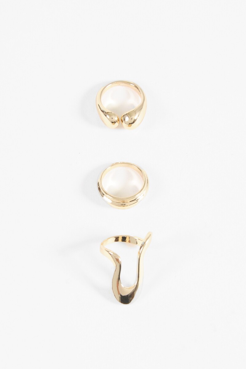 Set 3 anillos irregulares dorado