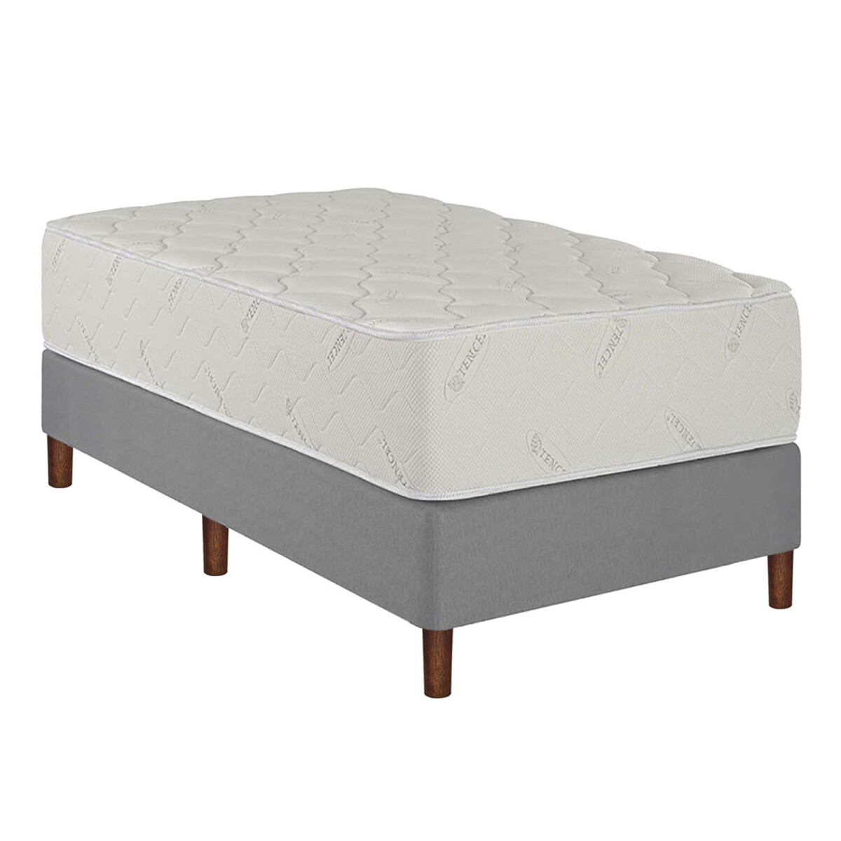 SOMMIER - 1 PLAZA PLATINUM + BOX BAUL GRIS 