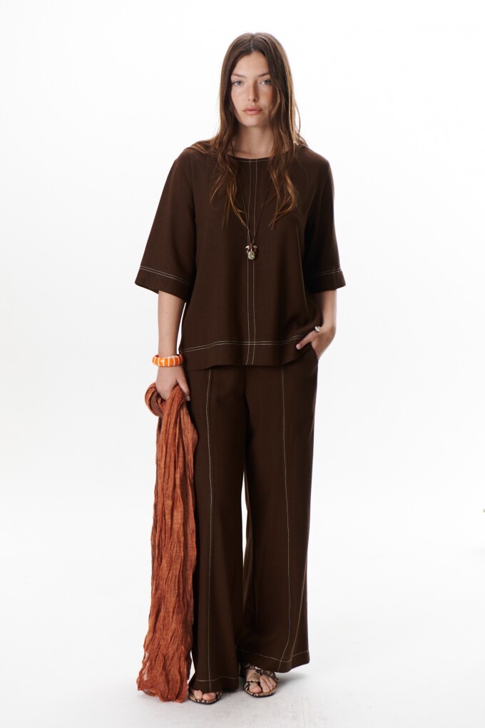 BLUSA LINO EVA MARRON