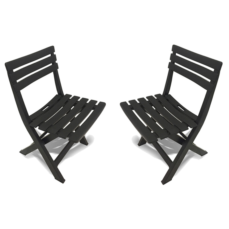 Set x2 Silla Plegable Simil Madera Reforzada Plástico NEGRO