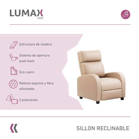 Sillón Reclinable Charlton Butaca Sofa Living Beige