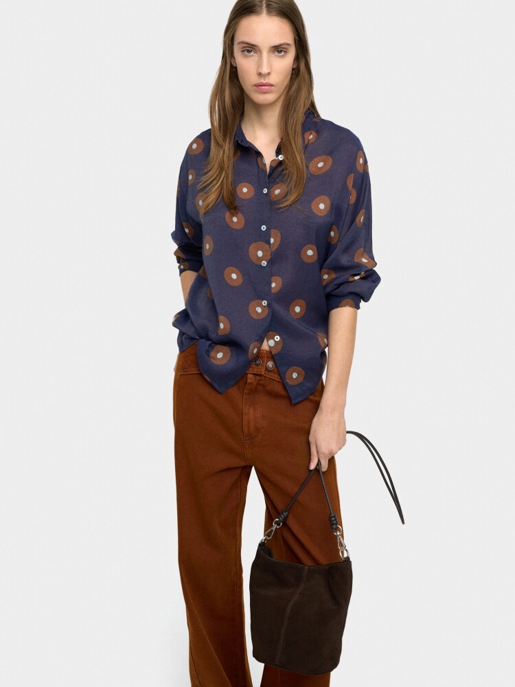 Camisa Estampado De Círculos azul-marino