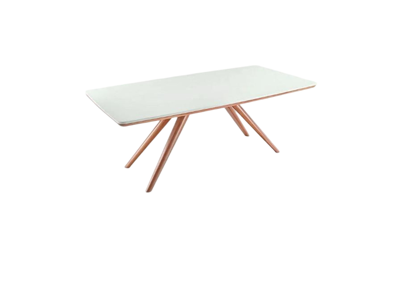 MESA COMEDOR RECTANGULAR KAMEL - BASE MADERA CLARA - TAPA LACA OFF WHITE 