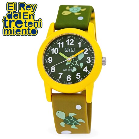 Reloj Q&Q Infantil Original De PVC Tortuguitas Niños Amarillo/Verde