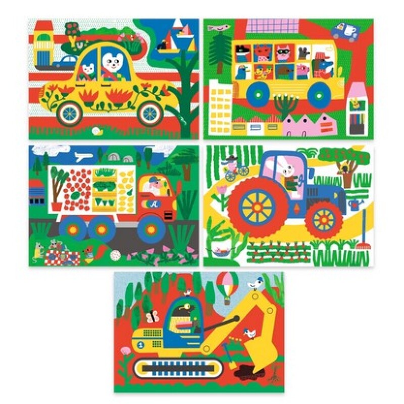 DJ0004 Tarjetas Para Rascar Y Descubrir X5 Un. 21x28 Cm Djeco - Vehiculos