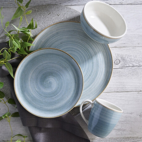 Juego de Vajilla 16 Piezas Caoba Azul Loza Juego de Vajilla 16 Piezas Caoba Azul Loza