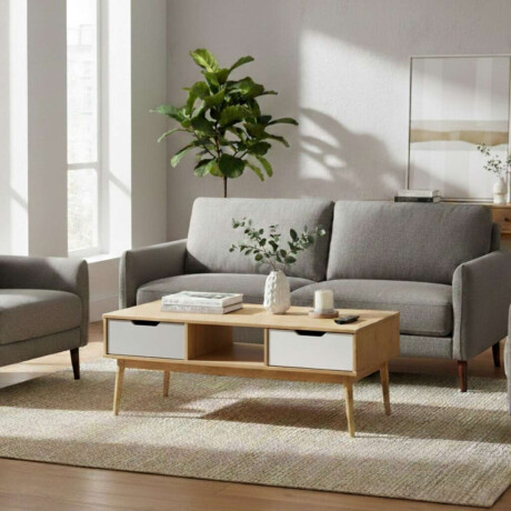 Mesa de Living Nordica Roble/Gris claro/Blanco