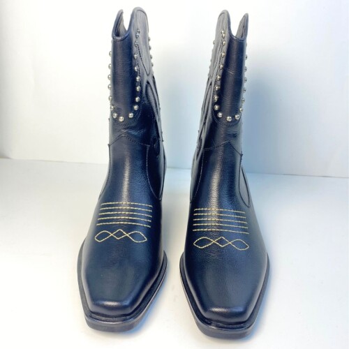 Bota Cuero Tejana con Tachas Negro