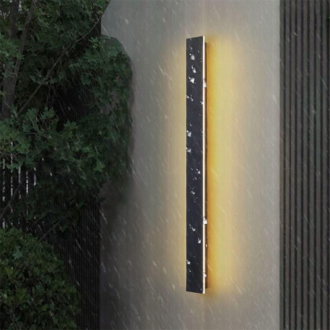 Aplique pared rect negro luz indir 18W cálida IP65 ZU0334