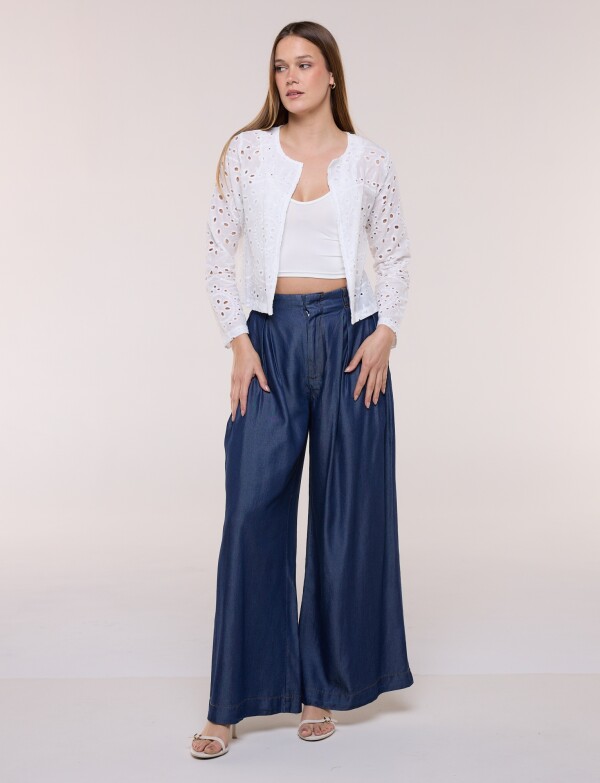 Chaqueta Corta De Broderie Calada CRUDO