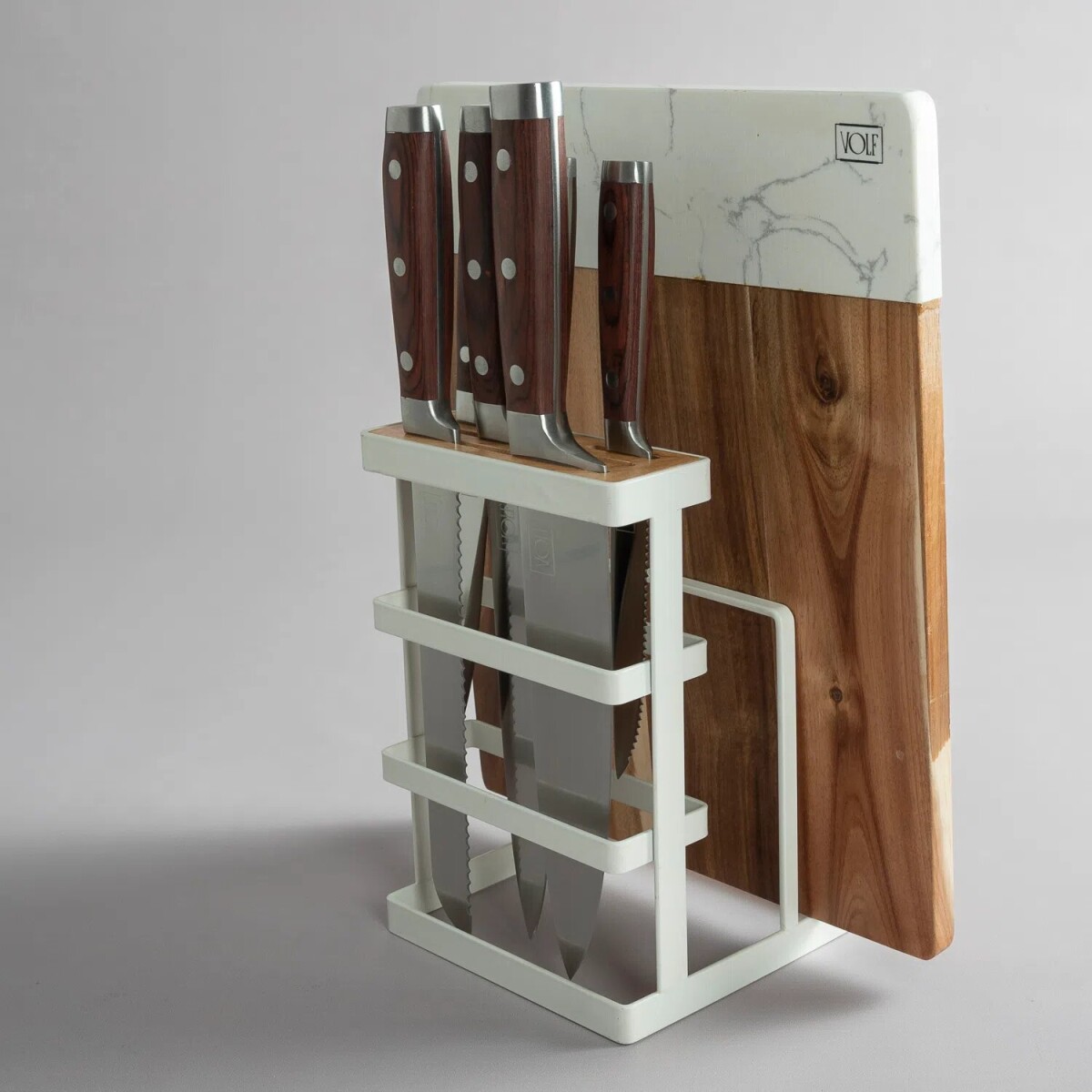 Juego De Cuchillos Cocina Con Base De Madera — Volf