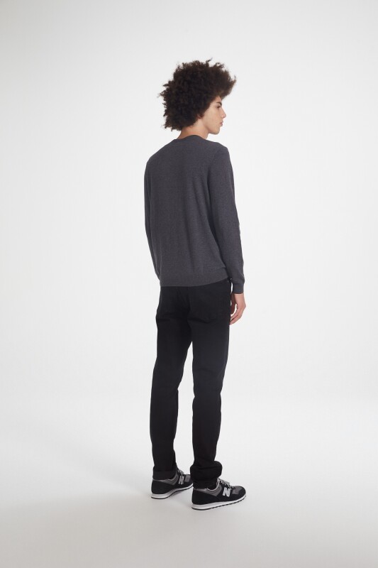 BLUSAO MASCULINO ADULTO (SWEATER) PRETO MESCLA