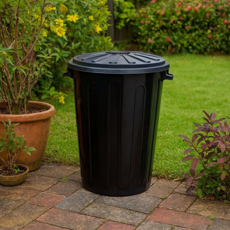 PAPELERA TACHO DE BASURA 68 LITROS NEGRO NEGRO