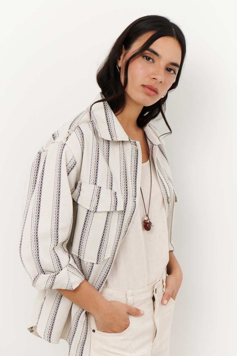 CHAQUETA COTTON RAYAS NATURAL