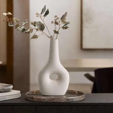 Florero en Cerámica Diseño Lágrima para Decoración 13x7x23Cm Blanco