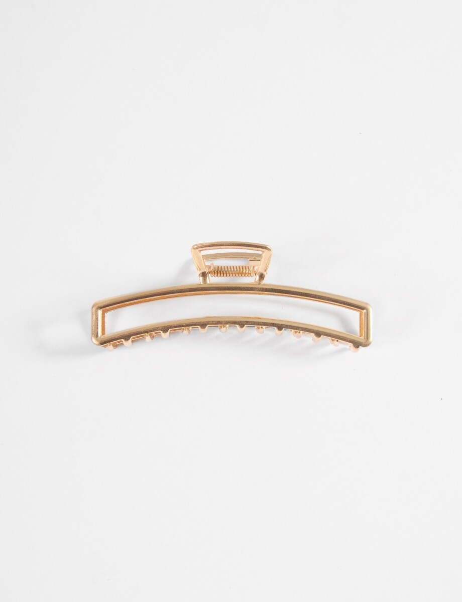 Broche rectangular metálico largo - dorado 