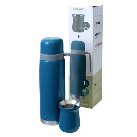 Set Comet Termo 1L Acero Inoxidable + Mate 160ML W10035 AZUL-PIEDRA